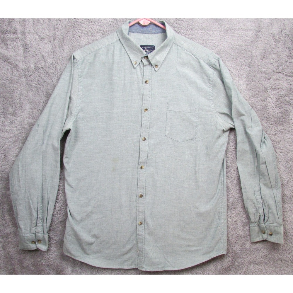GH Bass & Co Shirt Mens Large Sage Green Button Down‎ Oxford Long Sleeve Pocket